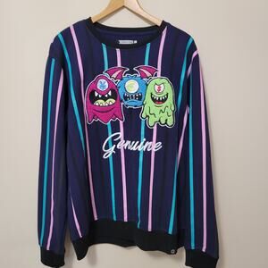 Genuine Article Men's L Streetwear Money Monsters Pullover Sweatshirt Stripe